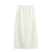 Women Simple Eyelash Lace Stitching Acetate Satin Skirt Straight Skirt-White-Fancey Boutique