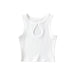 Color-White-Summer Beauty Bloggers Chest Water Drop Hollow Out Cutout Women Sleeveless Slim Fit Pullover Cropped Outfit Vest-Fancey Boutique