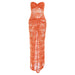 Color-Orange-Summer Women Sexy Bandeau Lace See Through Slim Sheath Dress-Fancey Boutique