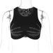 Color-Black-Women Clothing Summer Rhinestone Slim Fit round Neck Cropped Small Tank Top-Fancey Boutique