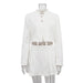 Early Autumn Two Piece Set Wear Women Clothing Stand Collar Chinese Coat Short Pleated Skirt Set-White-Fancey Boutique