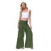 Color-Army Green-Women Clothing Bandage Elastic Waist Pleated Wide Leg Pants Casual Loose Trousers-Fancey Boutique