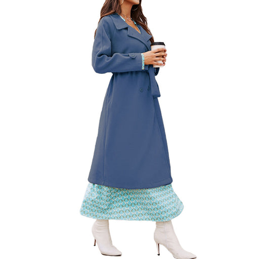 Color-Blue-Women High Grade Woolen Autumn Winter Loose Coat Tall Warm Woolen-Fancey Boutique