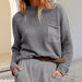 Color-Gray-Autumn Winter Solid Color round Neck Long Sleeve Pocket Office Knitted Pullover Bottoming Sweater-Fancey Boutique