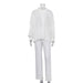 Women Clothing Long Sleeve Loose Fitting Pleated Wide Leg Pants Two Piece Set Autumn Sexy Retro Design Casual Suit-White-Fancey Boutique