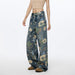 Women Same High Street Floral Wide Leg Jeans Printed Loose Fitting Nine One Mouth Two Leg Mop Pants-Fancey Boutique