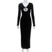 Color-Black-Women Sexy Long Sleeve Hollow Out Cutout Backless Tied Slim Fit Pure Sexy Dress for Women-Fancey Boutique