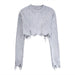 Winter Women Clothing Fashionable Metal Foil Short Knitwear-Gray-Fancey Boutique