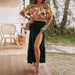 Women Clothing Spring Summer Elegant Printing Color Contrast Strapless Skirt Set-Fancey Boutique