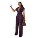 Color-Purple-Low Cut Solid Color Waist Tight Women Jumpsuit-Fancey Boutique