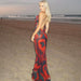 Women Clothing Summer Printed V Neck Maxi Dress Sexy Backless Dress-Fancey Boutique