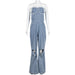 Color-Blue-Summer Sexy Cutout Hole Long Zipper Wrapped Chest Denim Jumpsuit-Fancey Boutique