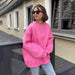 Round Neck Loose Sweatshirt Women Autumn Winter Street Solid Color Polar Fleece Pullover Sweater-Fancey Boutique