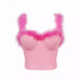 Furry Sexy Pink Girl Heart Bra Outer Wear Women Boning Corset Bra Wrapped Chest without Bunching-Fancey Boutique