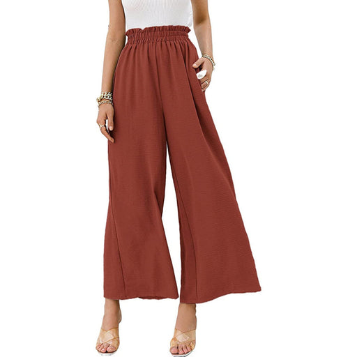 Color-Red-Spring Summer Cotton Linen Women Solid Color High Waist Loose Casual Wide Leg Pants-Fancey Boutique