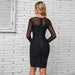 Color-Fall Winter Inner Wear Dress Bandage Mesh Stitching Sexy See Through Hip Dress-Fancey Boutique