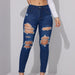 Stretch Slimming Holes Pants Jeans for Women-Blue-Fancey Boutique