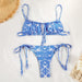 Color-2-Swimsuit Female Sexy Fresh Printed Lace up Bikini-Fancey Boutique