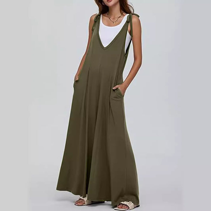 Women Clothing Summer Loose Wide Leg Sling Women Comfortable Jumpsuit-Fancey Boutique