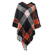 Color-Black-Autumn Winter Cashmere Contrast Color Striped Cloak Knitted Tassel Scarf Shawl Women-Fancey Boutique