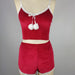 Color-Burgundy-Christmas Sexy Sexy Lingerie Set Velvet Spaghetti Straps Shorts Passion Temptation Uniform-Fancey Boutique