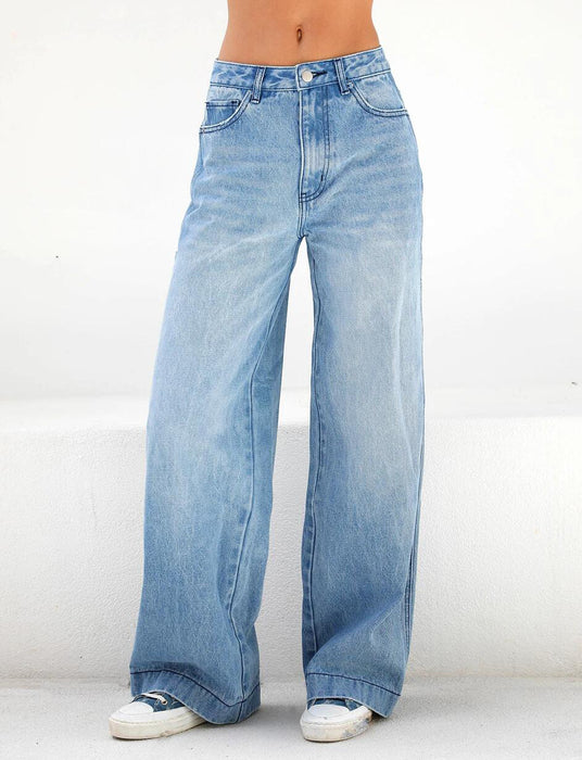 High Waist Loose Wide Legs Women Mopping Jeans-Fancey Boutique