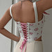 Street Sexy Lace Up Backless Strap Sexy Fish Bone Print Waist Tied Vest-Fancey Boutique