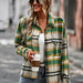 Color-Green-Plaid Shacket Autumn Winter Long Sleeved Shirt Casual Women-Fancey Boutique