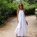 Color-White-Women Halter Slit Cotton Linen Casual Holiday Dress Spring Summer-Fancey Boutique