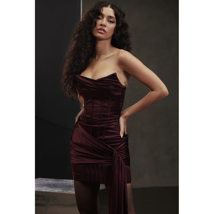 Women Clothing Sexy Bandeau Slim Fit Small Dress Backless Sexy Dress Sweet Spicy Christmas Dress Small Dress-Fancey Boutique