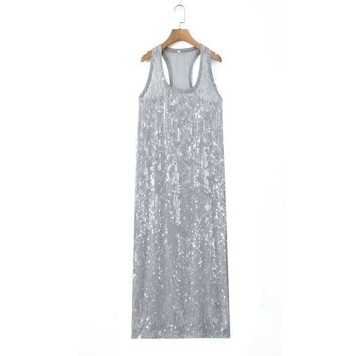 Color-Silver-【MOQ-5 packs】 Winter Women Clothing Fashionable Slim Fit Long Sequined Vest Dress-Fancey Boutique