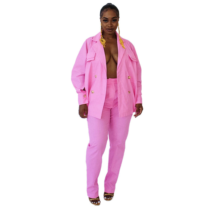 Color-Pink-Solid Color Casual Women Suit-Fancey Boutique