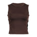 Color-Brown-Street Irregular Asymmetric Design Hollow Out Cutout Solid Color Sleeveless Vest Girls All Match Slimming Waist Controlled Top-Fancey Boutique