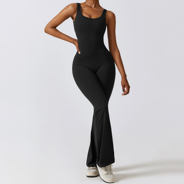 Color-Advanced Black-Hollow Out Cutout Beauty Back One Piece Peach Hip Lifting Sport Workout Clothes Micro Pull Yoga Jumpsuit-Fancey Boutique