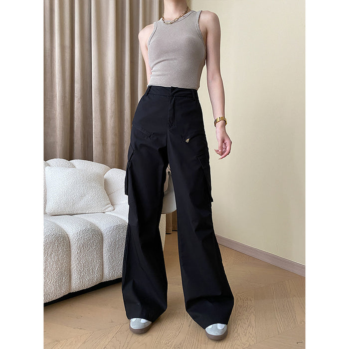 Color-Black-Early Autumn Tooling Pocket Straight Casual Wide Leg Pant-Fancey Boutique