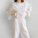 Ladies Cotton White Loose Long Sleeved Trousers Home Wear Casual Comfortable Suitable for Daily Wear-Fancey Boutique