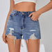 Color-Blue-High Waist Slimming Denim Shorts Women Summer Slim Fit Slim Fit Pants Ripped Denim-Fancey Boutique