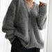 Knitted Sweater Cardigan Autumn Winter Lazy Loose Long Sleeve V Neck Sweater Coat Women-Dark Grey-Fancey Boutique