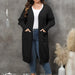 Color-Black-Women Coat plus Size Women Clothes Loose Mid Length Woven Sweater Double Pocket Lantern Sleeve Sweater Cardigan-Fancey Boutique