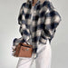 Color-Multi-Plaid Cotton Loose Long Sleeve Shirt Autumn Cardigan Women Clothes-Fancey Boutique