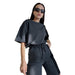 Color-Spring Summer Solid Color round Neck Short Sleeves Women Two Piece Suit All Matching Loose Outfit-Fancey Boutique