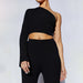 Color-Black-Autumn Winter Sexy Slim Fit Backless Y2g Sexy Top One Shoulder Long Sleeve Short Top-Fancey Boutique