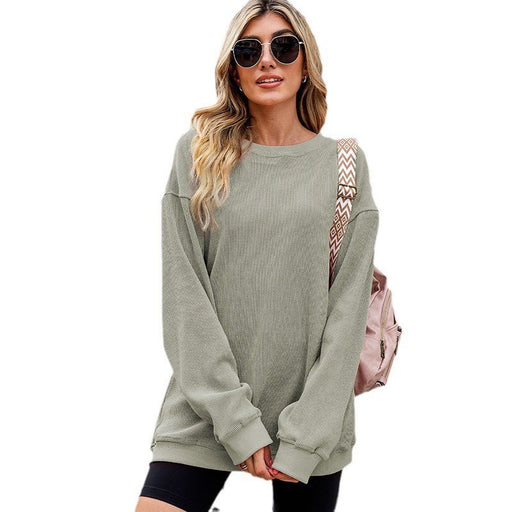 Color-Green-Casual Oversize Solid Color Pullover Women Autumn Winter Thread Knitted Long Sleeved Sweater Women-Fancey Boutique
