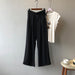 Color-Black-Work Pant Women Autumn Niche High Waist With Straps Drape Casual Straight Leg Wide Leg Pants-Fancey Boutique