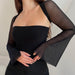 Color-Black-Fall Women Clothing Sexy Sexy Two Piece Set Slim Tube Top Waistcoat Long Sleeve Top-Fancey Boutique