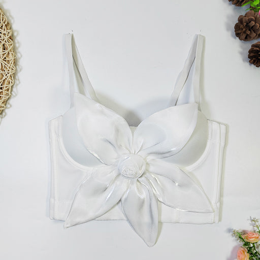 Color-White-Tube Top Three Dimensional Bow Big Floral Boning Corset Corset Outer Wear Carnival Women Exaggerated Top-Fancey Boutique