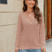 Color-Pink-Women Clothing Pullover Solid Color Knitted Bottoming Shirt Spring V Neck Sweater-Fancey Boutique