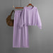 Color-Purple-Two Piece Set Short Long Sleeve Suit Women Autumn Winter-Fancey Boutique