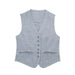 Summer Women Clothing V neck Strap Decorative Vest High Waist Casual Pants Suit-Gray Vest-Fancey Boutique