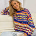 Autumn Winter Striped Sweater Women round Neck Long Sleeve Stitching Loose Pullover Sweater-Blue-Fancey Boutique